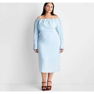 Future Collective Reese Blutstein Women's Baby Blue Sleeve Midi Dress  Sz 22